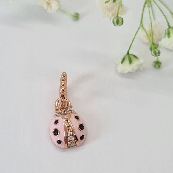 Pandora Lucky Rose Ladybug Pendant Charm - Picture 4 of 6